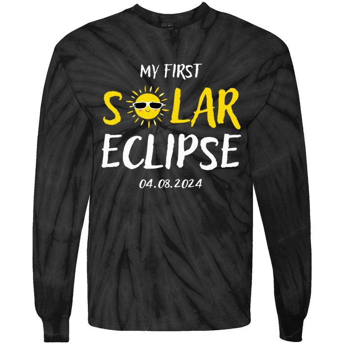 My First Total Solar Eclipse April 8th Tie-Dye Long Sleeve Shirt