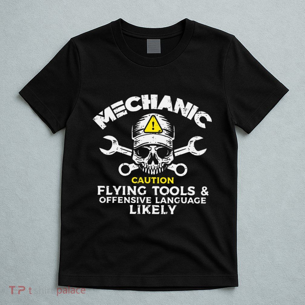 Mechanic Flying Tools Wrench Funny Car Auto Garage Dad T-Shirt