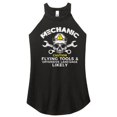 Mechanic Flying Tools Wrench Funny Car Auto Garage Dad Women’s Perfect Tri Rocker Tank