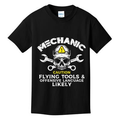 Mechanic Flying Tools Wrench Funny Car Auto Garage Dad Kids T-Shirt