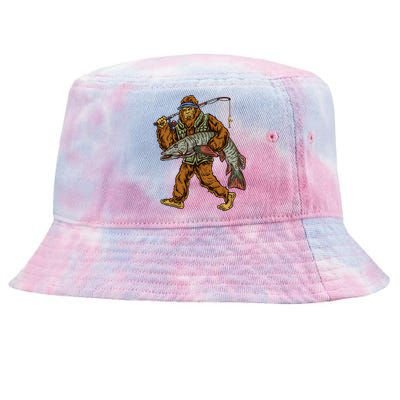 Muskie Fishing Tiger Musky Hunting Bigfoot Fishermen Tie-Dyed Bucket Hat