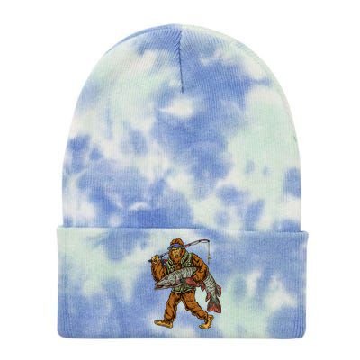 Muskie Fishing Tiger Musky Hunting Bigfoot Fishermen Tie Dye 12in Knit Beanie