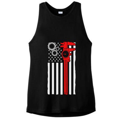 Machinist Flag Tools Cnc Machine Operator Machining Ladies PosiCharge Tri-Blend Wicking Tank