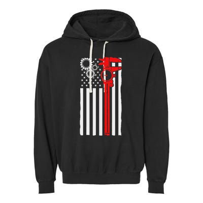 Machinist Flag Tools Cnc Machine Operator Machining Garment-Dyed Fleece Hoodie