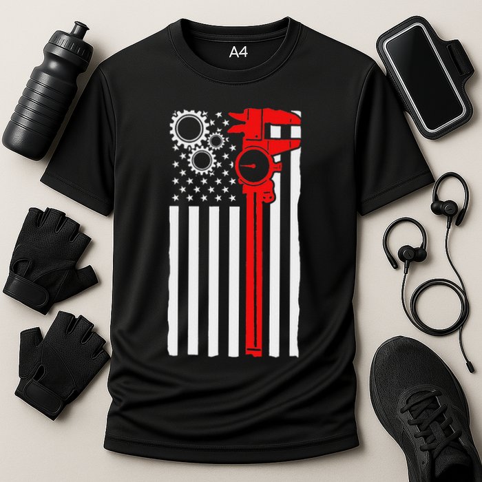 Machinist Flag Tools Cnc Machine Operator Machining Performance Shirt