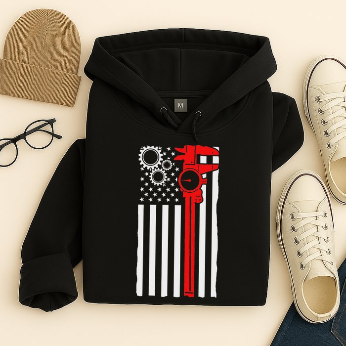 Machinist Flag Tools Cnc Machine Operator Machining Hoodie