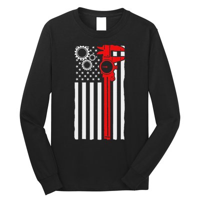 Machinist Flag Tools Cnc Machine Operator Machining Long Sleeve Shirt