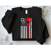 Machinist Flag Tools Cnc Machine Operator Machining Sweatshirt