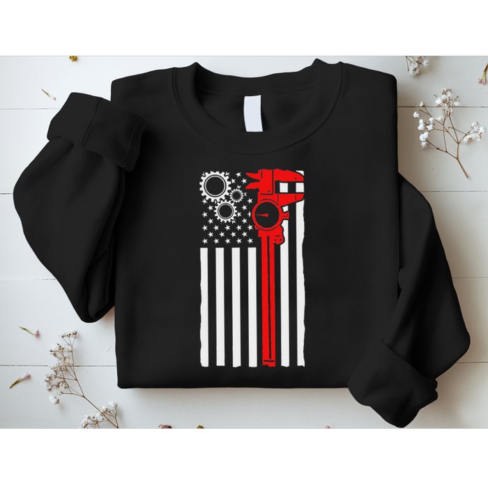 Machinist Flag Tools Cnc Machine Operator Machining Sweatshirt