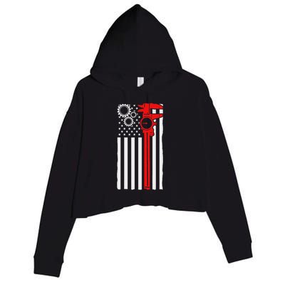 Machinist Flag Tools Cnc Machine Operator Machining Crop Fleece Hoodie