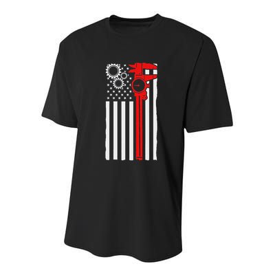 Machinist Flag Tools Cnc Machine Operator Machining Youth Performance Sprint T-Shirt