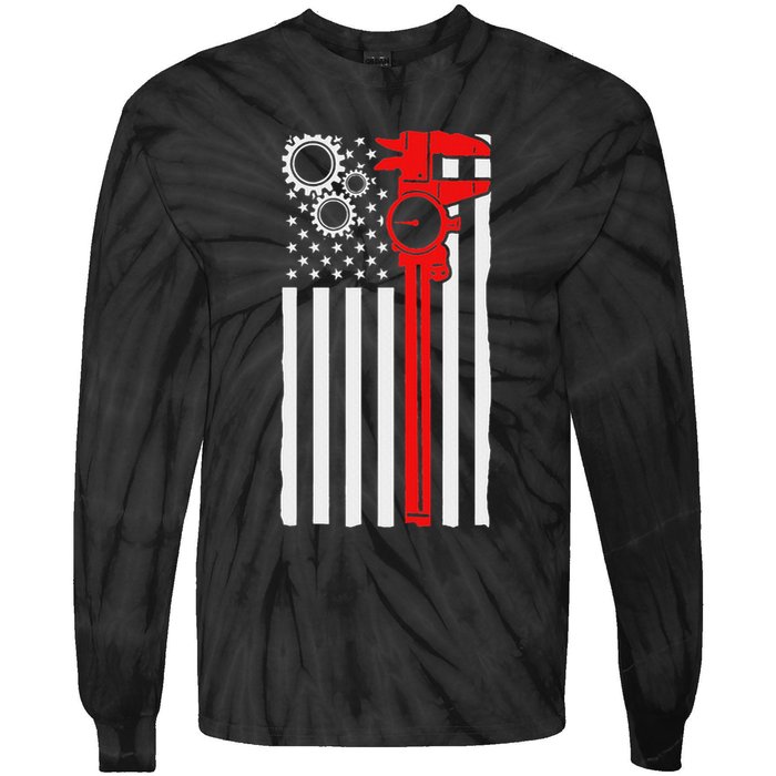 Machinist Flag Tools Cnc Machine Operator Machining Tie-Dye Long Sleeve Shirt