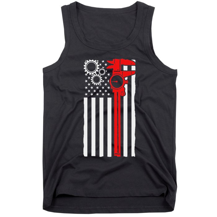 Machinist Flag Tools Cnc Machine Operator Machining Tank Top