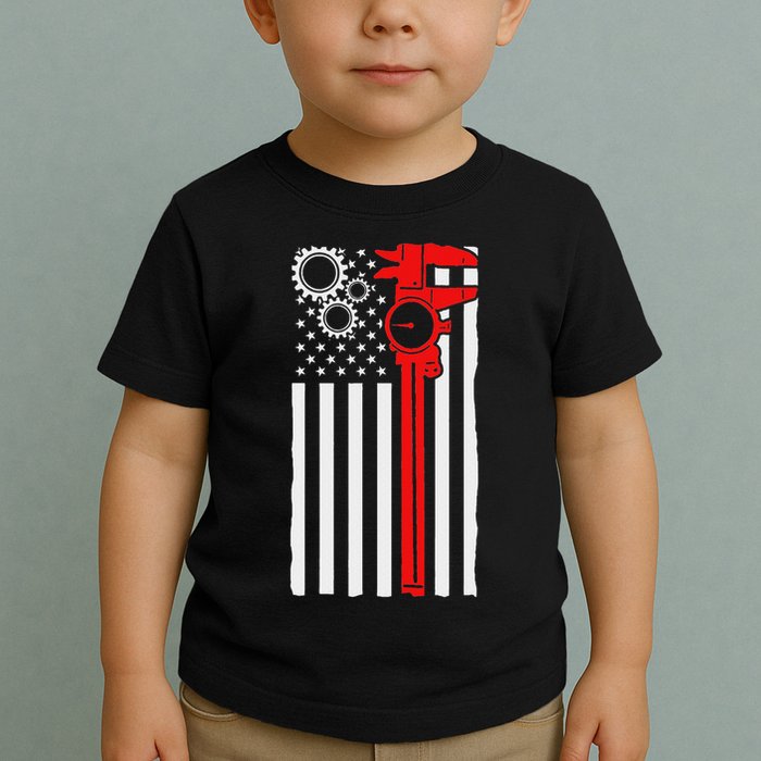 Machinist Flag Tools Cnc Machine Operator Machining Toddler T-Shirt