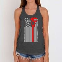 Machinist Flag Tools Cnc Machine Operator Machining Women's Knotted Racerback Tank