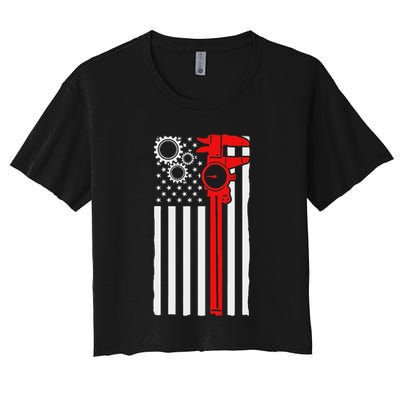 Machinist Flag Tools Cnc Machine Operator Machining Crop Top