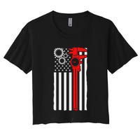 Machinist Flag Tools Cnc Machine Operator Machining Crop Top