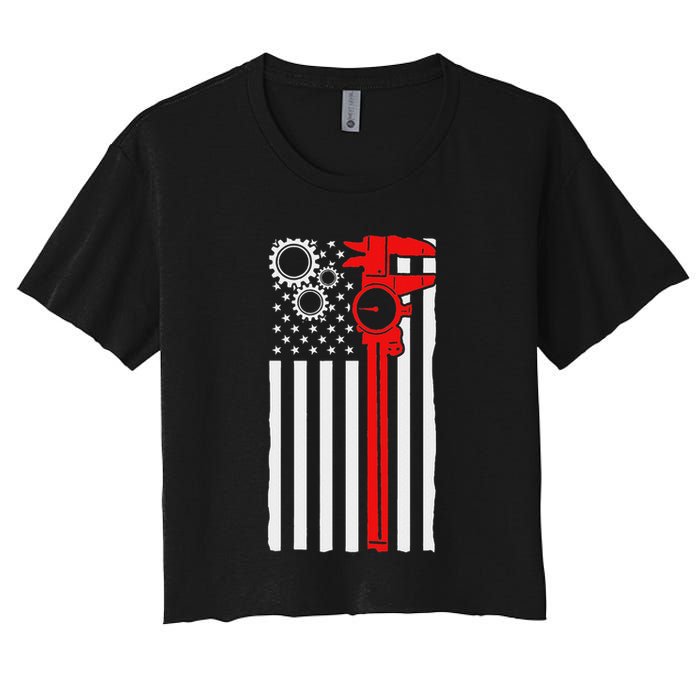 Machinist Flag Tools Cnc Machine Operator Machining Crop Top