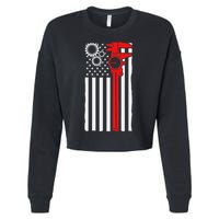Machinist Flag Tools Cnc Machine Operator Machining Cropped Pullover Crew