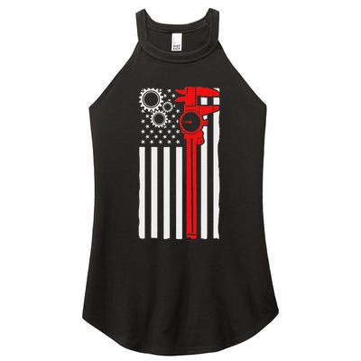 Machinist Flag Tools Cnc Machine Operator Machining Women's Perfect Tri Rocker Tank