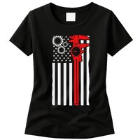 Machinist Flag Tools Cnc Machine Operator Machining Womens T-Shirt