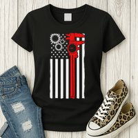 Machinist Flag Tools Cnc Machine Operator Machining Womens T-Shirt