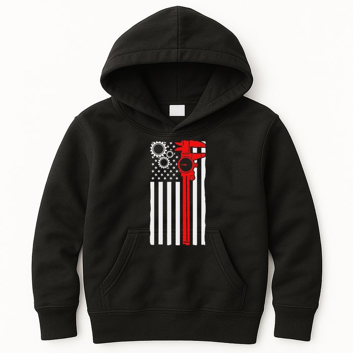 Machinist Flag Tools Cnc Machine Operator Machining Kids Hoodie