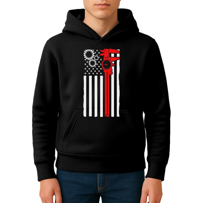 Machinist Flag Tools Cnc Machine Operator Machining Kids Hoodie