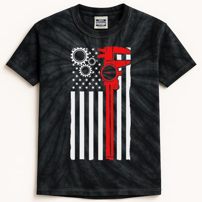Machinist Flag Tools Cnc Machine Operator Machining Kids Tie-Dye T-Shirt