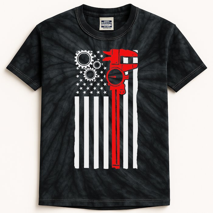Machinist Flag Tools Cnc Machine Operator Machining Kids Tie-Dye T-Shirt