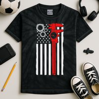 Machinist Flag Tools Cnc Machine Operator Machining Kids Tie-Dye T-Shirt
