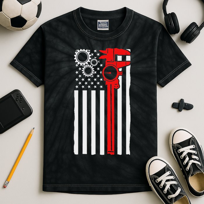 Machinist Flag Tools Cnc Machine Operator Machining Kids Tie-Dye T-Shirt