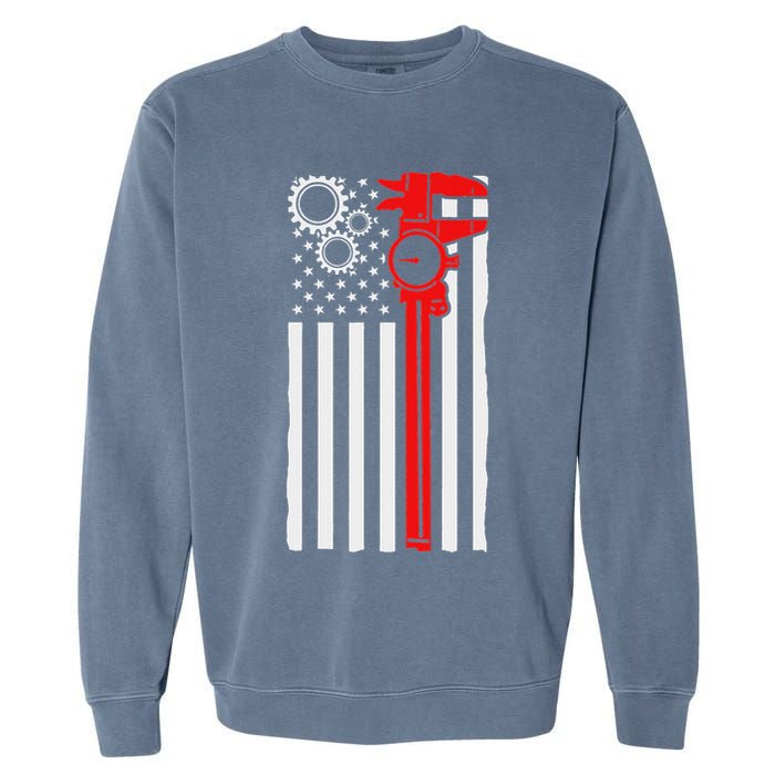 Machinist Flag Tools Cnc Machine Operator Machining Garment-Dyed Sweatshirt