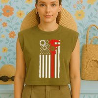Machinist Flag Tools Cnc Machine Operator Machining Garment-Dyed Women's Muscle Tee