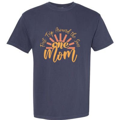 My First Trip Around The Sun Fall 1st Birthday Mom Garment-Dyed Heavyweight T-Shirt