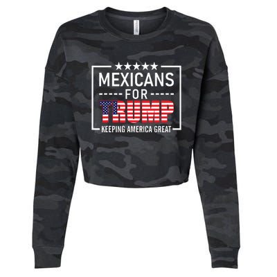 Mexicans For Trump Hispanic Conservative Gift Trump 2024 Cropped Pullover Crew