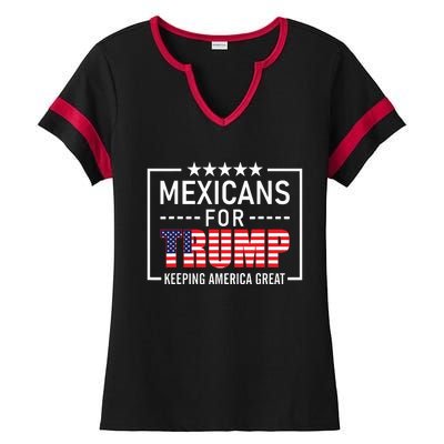 Mexicans For Trump Hispanic Conservative Gift Trump 2024 Ladies Halftime Notch Neck Tee