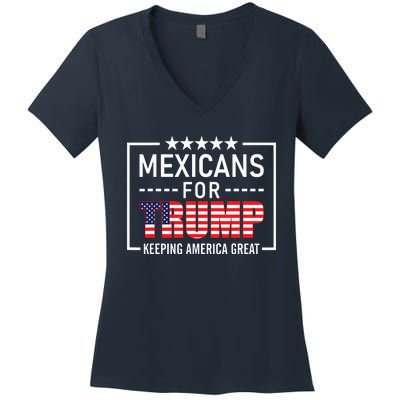 Mexicans For Trump Hispanic Conservative Gift Trump 2024 Women's V-Neck T-Shirt