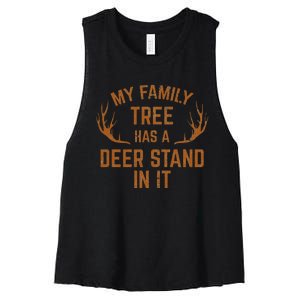 My Family Tree Has A Deer Stand In It Hunting Women's Racerback Cropped Tank