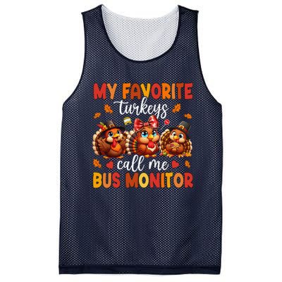 My Favorite Turkeys Call Me Bus Monitor Funny Thanksgiving Mesh Reversible Basketball Jersey Tank