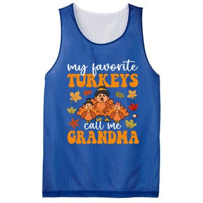 My Favorite Turkeys Call Me Grandma Family Thanksgiving Gift Mesh Reversible Basketball Jersey Tank