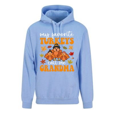 My Favorite Turkeys Call Me Grandma Family Thanksgiving Gift Unisex Surf Hoodie