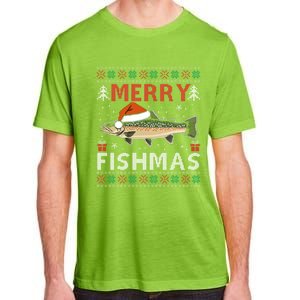 Merry Fishmas Trout Fish Ugly Christmas Funny Fishing Gift Adult ChromaSoft Performance T-Shirt