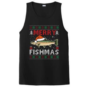 Merry Fishmas Trout Fish Ugly Christmas Funny Fishing Gift PosiCharge Competitor Tank