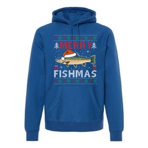 Merry Fishmas Trout Fish Ugly Christmas Funny Fishing Gift Premium Hoodie