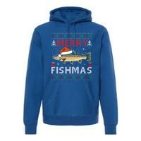 Merry Fishmas Trout Fish Ugly Christmas Funny Fishing Gift Premium Hoodie