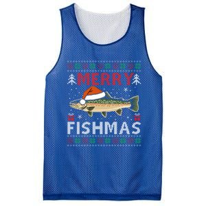 Merry Fishmas Trout Fish Ugly Christmas Funny Fishing Gift Mesh Reversible Basketball Jersey Tank