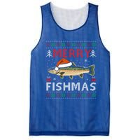 Merry Fishmas Trout Fish Ugly Christmas Funny Fishing Gift Mesh Reversible Basketball Jersey Tank