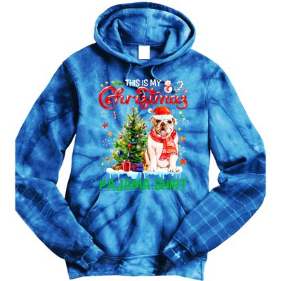 Matching Family This Is My Christmas Pajama Santa Bulldog Gift Tie Dye Hoodie