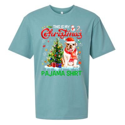 Matching Family This Is My Christmas Pajama Santa Bulldog Gift Sueded Cloud Jersey T-Shirt